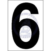 Placard Number 6: White Vinyl - 3.5 Inch